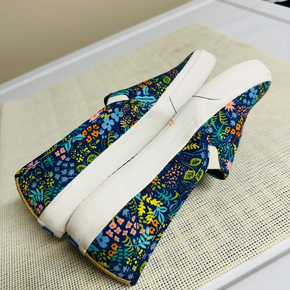 Keds x Rifle Paper Co. Double Decker Slip On Sneakers size 7 Floral Print